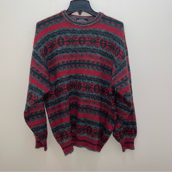 Vintage Pulligan Mohair Blend Red/Gray Southwestern Ugly Grandpa Sweater Large - Picture 8 of 10